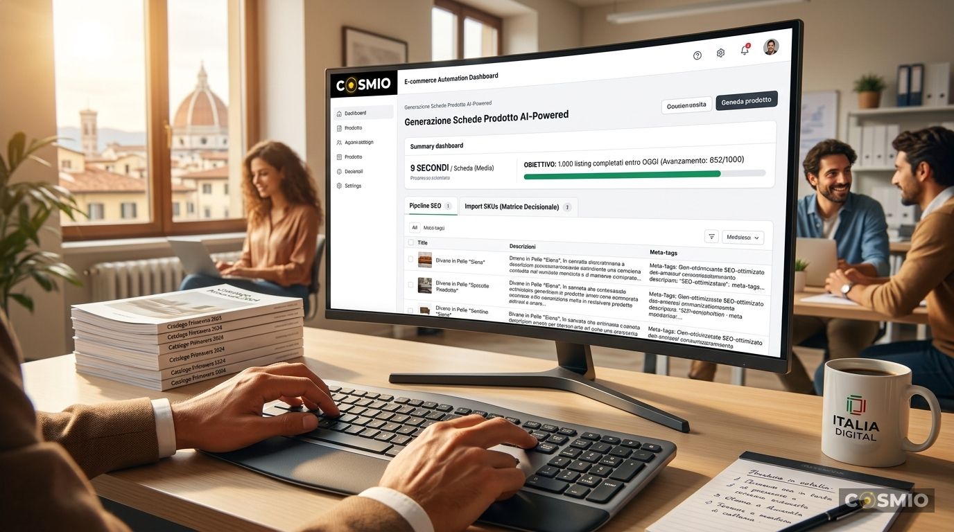 Da 200 Giorni a 9 Secondi per Scheda: Come Generare 1.000 Listing SEO-Ottimizzati con l'IA ed Eliminare Mesi di Copywriting di Catalogo