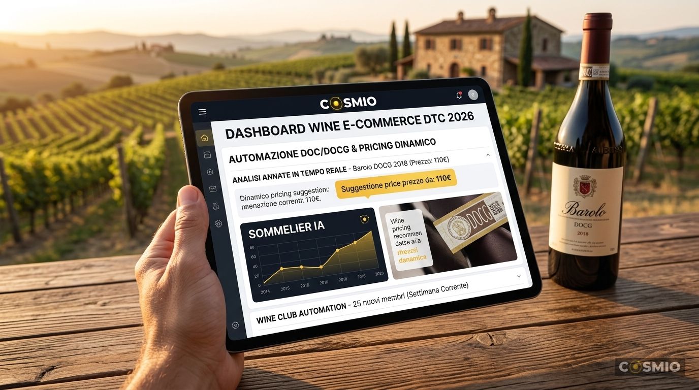 Automazione IA per l'E-commerce di Vino Italiano: La Guida 2026 per Aumentare le Vendite DTC, Personalizzare l'Esperienza e Gestire la Compliance DOC/DOCG